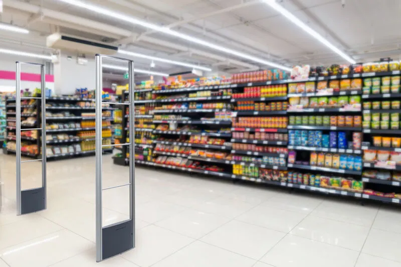 i45 RF EAS gate in a supermarket food section